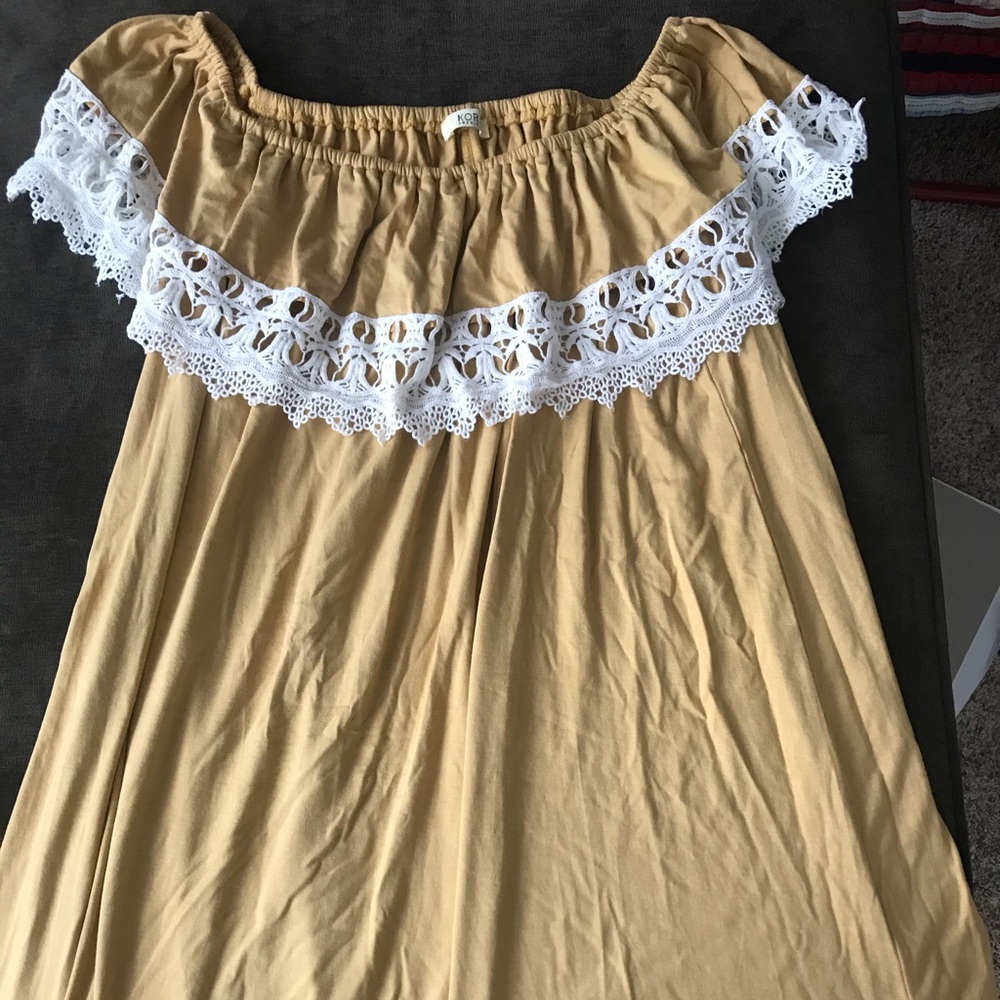 Mustard off the shoulder dress